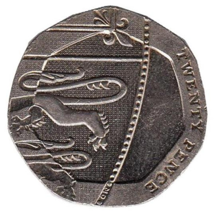 Монета 20 пенсов. 2009 год, Великобритания. Из обращения.