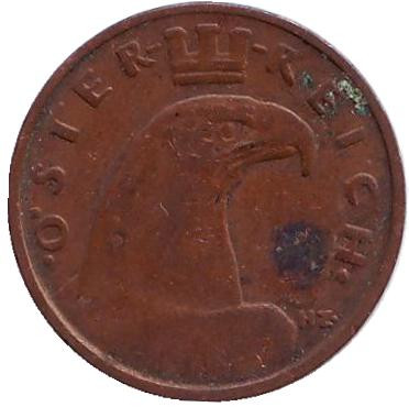 Монета 1 грош. 1925 год, Австрия. Монета 1 грош. 1925 год, Австрия.