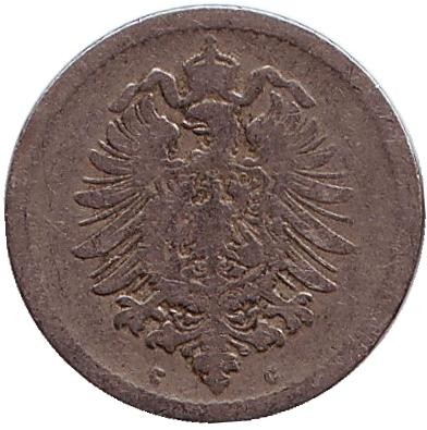 Монета 5 пфеннигов. 1875 год (C), Германская империя. Монета 5 пфеннигов. 1875 год (C), Германская империя.