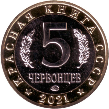 Нарвал. Монетовидный жетон. 5 червонцев. 2021 год, ММД.