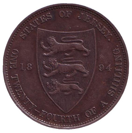 Монета 1/24 шиллинга. 1894 год, Джерси.