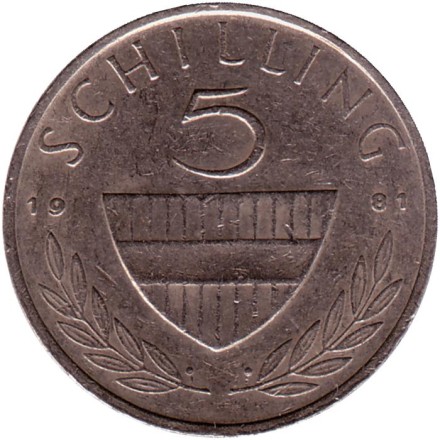 Монета 5 шиллингов. 1981 год, Австрия. Всадник. Монета 5 шиллингов. 1981 год, Австрия. Всадник.