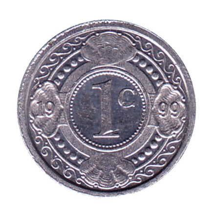 Монета 1 цент. 1999 год, Нидерландские Антильские острова. Цветок апельсинового дерева.