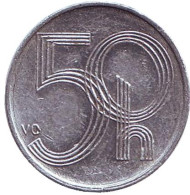 Монета 50 геллеров. 2003 год, Чехия. Монета 50 геллеров. 2003 год, Чехия.