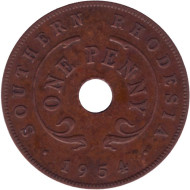 Монета 1 пенни. 1954 год, Южная Родезия. Редкая!