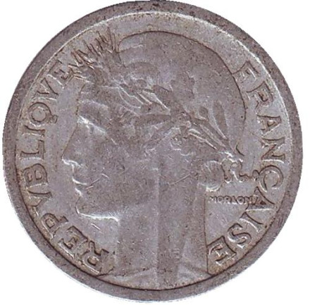 Монета 1 франк. 1945 год, Франция. (Без отметки монетного двора)