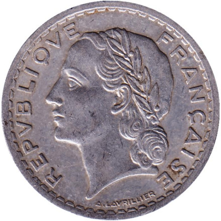 Монета 5 франков. 1945 год (С), Франция. Редкая! Монета 5 франков. 1945 год (С), Франция. Редкая!