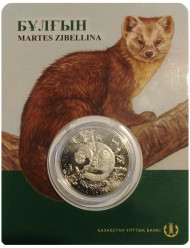 Монета 100 тенге. 2018 год, Казахстан. Соболь. Флора и фауна Казахстана.