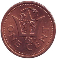 Монета 1 цент. 2004 год, Барбадос. Монета 1 цент. 2004 год, Барбадос.