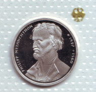 Монета 10 марок. 1997 год, ФРГ. 500-летие со дня рождения Филиппа Меланхтона. (D). Proof.