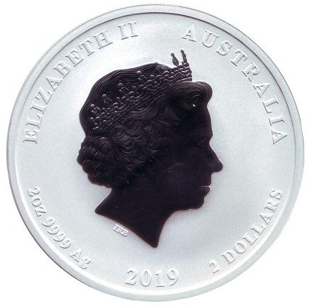 Монета 2 доллара. 2019 год, Австралия. Год свиньи.