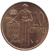 Монета 20 сантимов. 1978 год, Монако. Редкая! Монета 20 сантимов. 1978 год, Монако. Редкая!