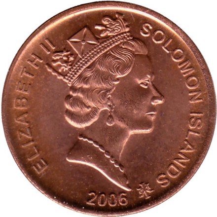 Монета 2 цента. 2006 год, Соломоновы острова. Птица счастья (Орёл). Монета 2 цента. 2006 год, Соломоновы острова. Птица счастья (Орёл).
