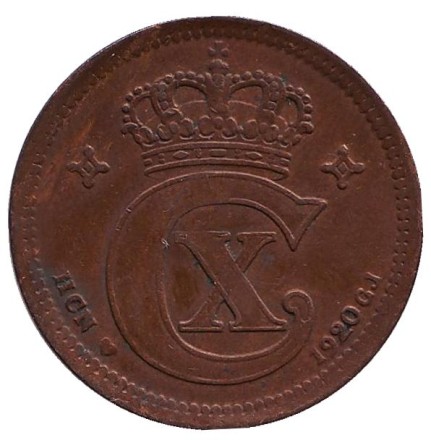 Монета 5 эре. 1920 год, Дания. Монета 5 эре. 1920 год, Дания.