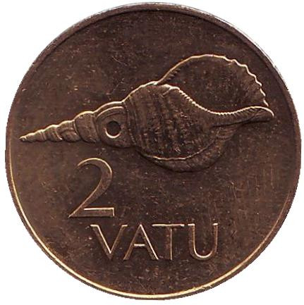 Монета 2 вату, 2002 год, Вануату. Ракушка.