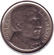 Монета 10 сентаво. 1951 год, Аргентина. Генерал Хосе де Сан-Мартин.