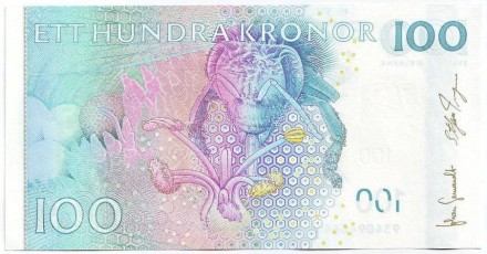 Банкнота 100 крон. 2009 год, Швеция. Карл Линней. Банкнота 100 крон. 2009 год, Швеция. Карл Линней.