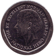 Монета 5 долларов. 1994 год, Ямайка. Норман Мэнли - национальный герой. Монета 5 долларов. 1994 год, Ямайка. Норман Мэнли - национальный герой.