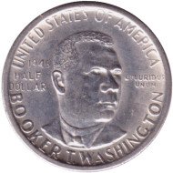 Монета 50 центов (1/2 доллара). 1946 год, США. (S). Букер Талиафер Вашингтон. Монета 50 центов (1/2 доллара). 1946 год, США. (S). Букер Талиафер Вашингтон.