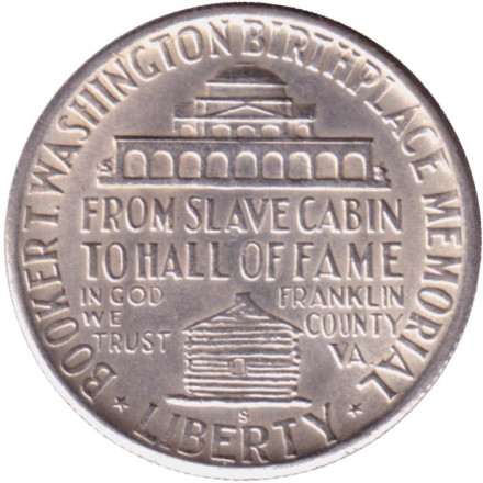 Монета 50 центов (1/2 доллара). 1946 год, США. (S). Букер Талиафер Вашингтон. Монета 50 центов (1/2 доллара). 1946 год, США. (S). Букер Талиафер Вашингтон.