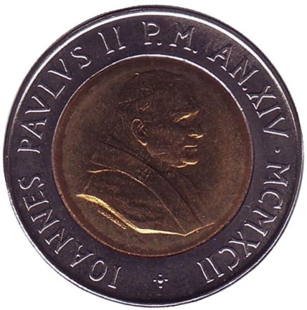 Монета 500 лир. 1992 год, Ватикан. Хлеб для мира.