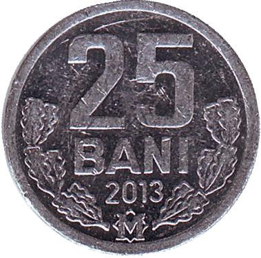Монета 25 бани. 2013 год, Молдавия.