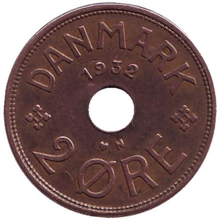 Монета 2 эре. 1932 год, Дания.