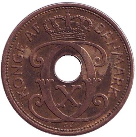 Монета 2 эре. 1932 год, Дания. Монета 2 эре. 1932 год, Дания.