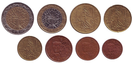 Набор монет евро Франции. (8 шт.), 1999 год.