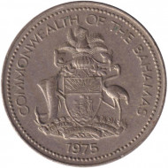 Монета 5 центов. 1975 год, Багамские острова. Ананас. Монета 5 центов. 1975 год, Багамские острова. Ананас.