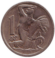 Монета 1 крона. 1929 год, Чехословакия.