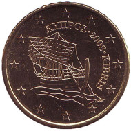 Монета 50 центов. 2008 год, Кипр. Монета 50 центов. 2008 год, Кипр.
