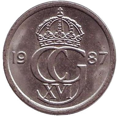 Монета 10 эре. 1987 год, Швеция.