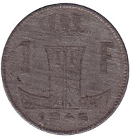 Монета 1 франк. 1946 год, Бельгия.  Монета 1 франк. 1946 год, Бельгия.