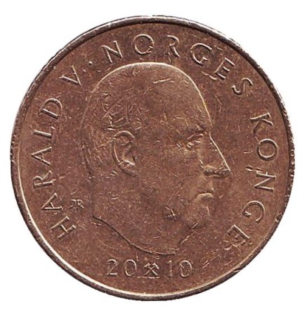 Монета 10 крон, 2010 год, Норвегия. Из обращения. Оле Булл - 200 лет со дня рождения.