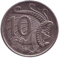Лирохвост. Монета 10 центов. 2013 год, Австралия.