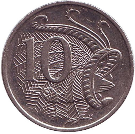 Монета 10 центов. 2013 год, Австралия. Лирохвост.