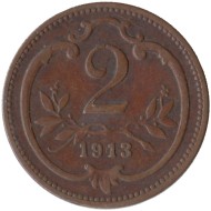 Монета 2 геллера. 1913 год, Австро-Венгерская империя. Австрийский тип. Монета 2 геллера. 1913 год, Австро-Венгерская империя. Австрийский тип.