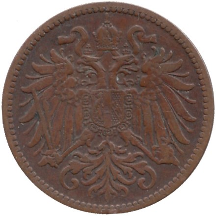 Монета 2 геллера. 1913 год, Австро-Венгерская империя. Австрийский тип. Монета 2 геллера. 1913 год, Австро-Венгерская империя. Австрийский тип.