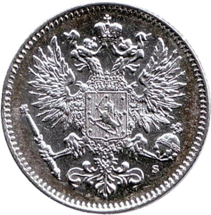 Монета 50 пенни. 1914 год, Великое княжество Финляндское.