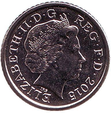 Монета 5 пенсов. 2015 год, Великобритания. Старый тип.