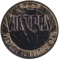 Монета 2 фунта. 2020 год, Великобритания. 75 лет Дню Победы в Европе.