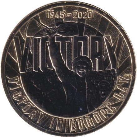 Монета 2 фунта. 2020 год, Великобритания. 75 лет Дню Победы в Европе.