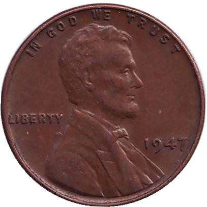 Монета 1 цент. 1947 год (P), США. Линкольн.