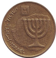 Монета 10 агор. 1991 год, Израиль. Менора (Семисвечник). Монета 10 агор. 1991 год, Израиль. Менора (Семисвечник).
