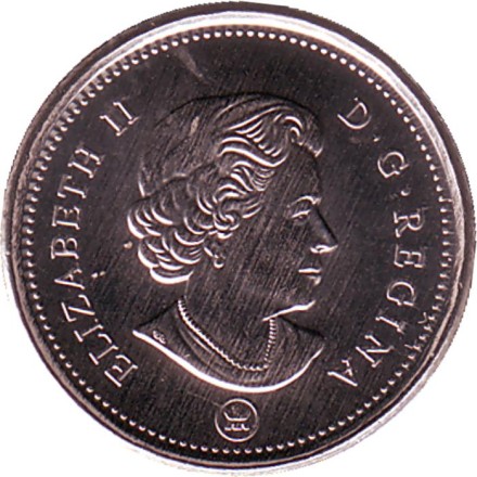 Монета 10 центов 2020 год Канада. Парусник.