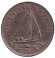 Монета 25 центов. 1991 год, Багамские острова. Парусник.