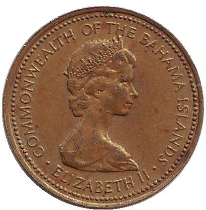 Монета 1 цент. 1972 год, Багамские острова. Морская звезда. Монета 1 цент. 1972 год, Багамские острова. Морская звезда.