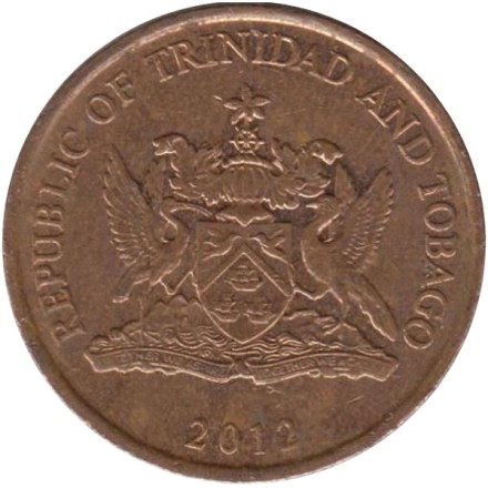 Монета 5 центов. 2012 год, Тринидад и Тобаго. Райская птица.