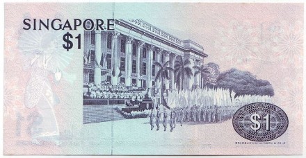 Банкнота 1 доллар. 1976 год, Сингапур. Светлая крачка. Банкнота 1 доллар. 1976 год, Сингапур. Светлая крачка.